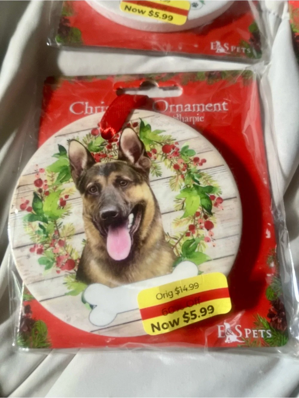 Holiday Dog Face Christmas Ornaments